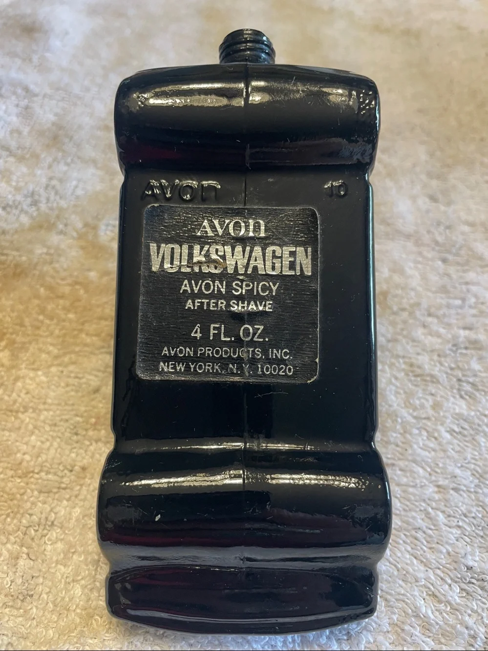 Vintage Avon Spicy Aftershave Bottle: 1970s Black Glass Volkswagen Beetle